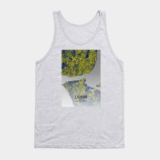 Lisbon City Map Yellow and Blue Tank Top